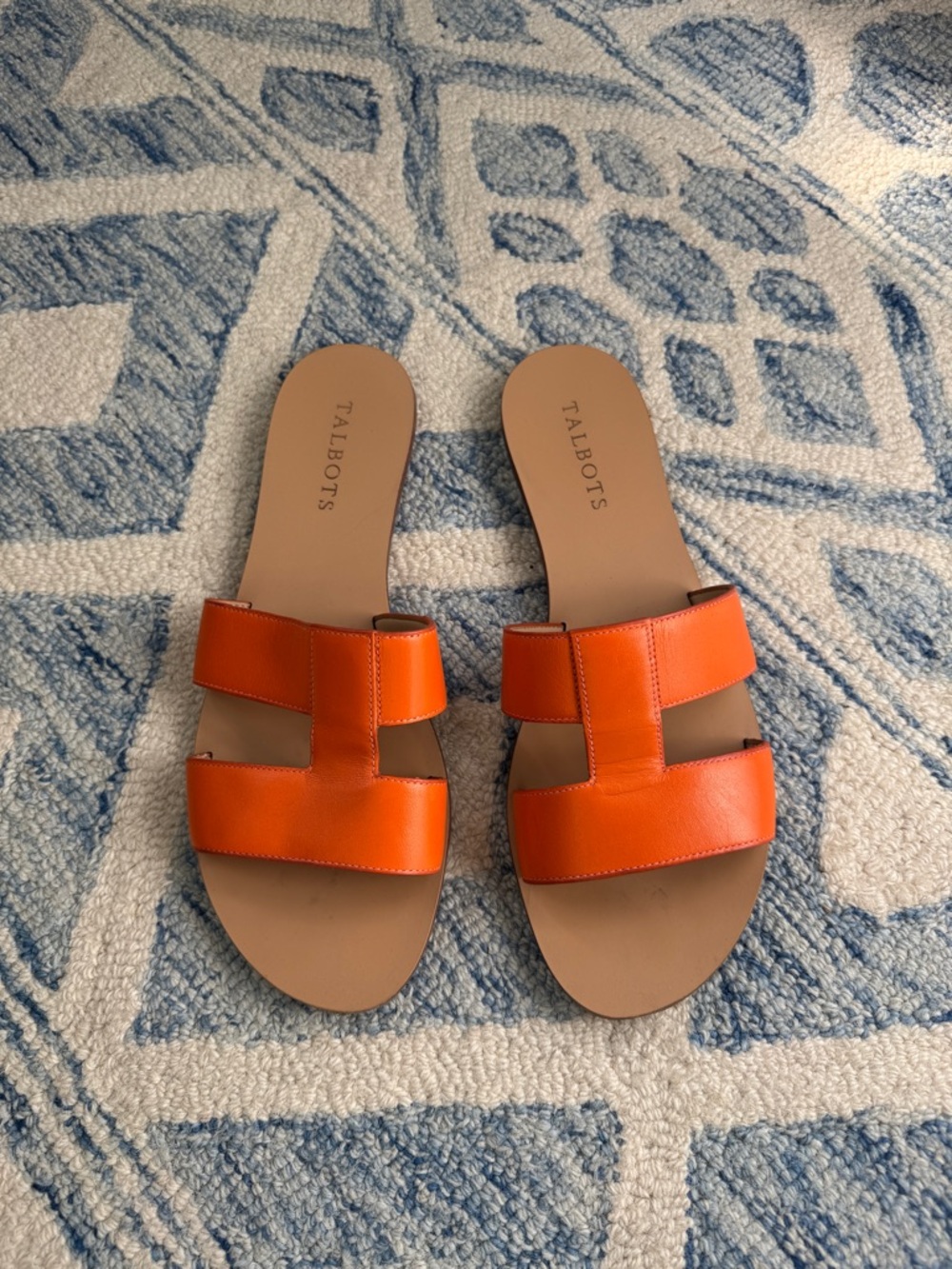 Talbots Bright Orange Double-Band Slide Sandals